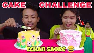 CAKE CHALLENGE ||COUPLE MUKBANG ||Sponsored by Leishi Bakes @jinakeisham