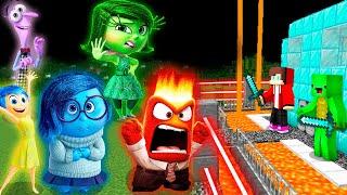 Joy Disgust Fear Anger from Inside Out 2 vs Security House in Minecraft Maizen JJ and Mikey