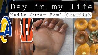 Day in my life!!                                      (Super Bowl,crawfish,nails) |chrissys life