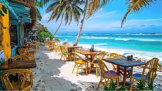Relaxing Seaside Coffee Shop Positive Jazz Music and Soothing Ocean Waves for Great Moods