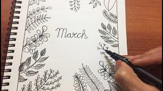 How to Draw Leaves and Botanicals | Doodle Leaves | Relaxing, Journaling, Beginner | Calendar Month