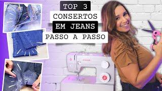 COMO FAZER ESTES 3 CONSERTOS DE ROUPAS JEANS - BAINHA - CERZIDO - TROCA DE ZÍPER