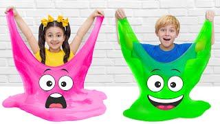 Colourful slime funny story with Varia and Fedia