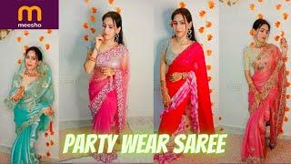 meesho affordable party wear saree haul#honestreview #meesho saree review #fashion #subscribe