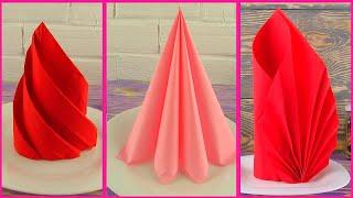 Салфетки для сервировки праздничного стола! 3 способа сложить салфетки! Salfetka bezekleri origami
