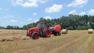 Baling Hay with The Kubota M6-131