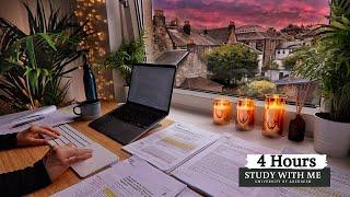 4 HOUR STUDY WITH ME | Background noise, 10 min Break, No music, Study with Merve