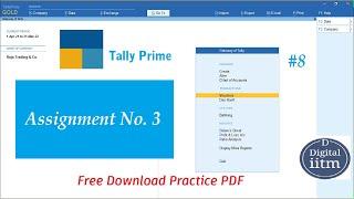 Free Tally Prime Notes | Assignment No 3  | Tally GST Online Class | Free Download Practice PDF |