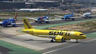 Huge traffic !  SAN DIEGO Airport Plane Spotting   Rush hour -  Close up Landing / Take off