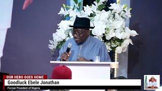 Fmr Pres, Goodluck Jonathan & Allen Onyema Speech At Late Ifeanyi Ubah Service Of Song In Abuja