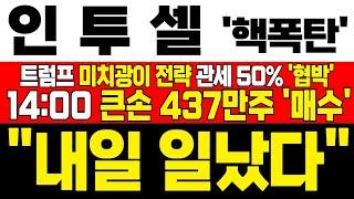 [인투셀 주가전망] 미노출 - 14:00 437만주 물량 안나왔다! '윗꼬리 음봉'에 개인만 털었다! 고점 징후 1도 없다 !목표가 여기까지! !대응필수 !완벽분석