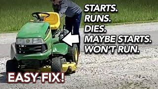 Lawn mower dies after running for a few minutes - Will not stay running - Stalls - FIXED!