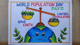 World Population Day drawing easy| World population day poster drawing| Control population Drawing