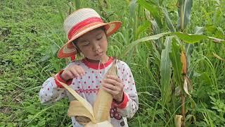 The three orphan sisters split up to work as hired laborers to buy rice and find food for the chick