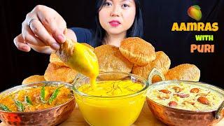 EATING ALOO TAMATAR KI SABJI, AAMRAS, PURI & SEWAI | INDIAN FOOD | MUKBANG ASMR | BIG BITES