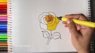 Easy Rose flower drawing| how to draw a rose flower  #drawing #howtodraw #stepbystepdrawing #art