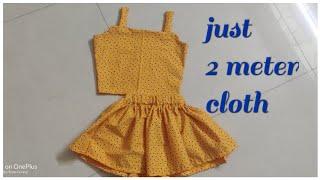 short top and skirt cutting and stitching | 2 meter  Western dress for girls