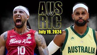 Australia vs Puerto Rico Full Game Highlights - 2024 Olympics | July 19, 2024