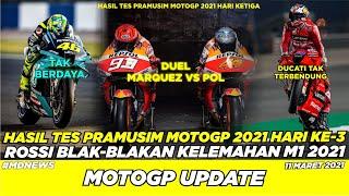 HASIL TES PRAMUSIM MOTOGP 2021 HARI KETIGAROSSI BICARA KELEMAHAN YZR-M1PEMBALAP INDONESIA TERCEPAT