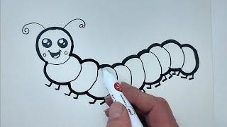 Sevimli Tırtıl Çizimi - Drawing a cute caterpillar