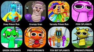 Doey Prison Run,Grumpy Gran,Yarnaby Prison Run,Pink Splanki's Prison Run,Green Sprunki's Obby