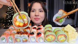 МУКБАНГ я беременна  !!! Едим роллы и думаем что делать дальше mukbang sushi