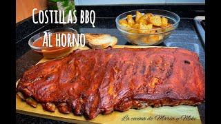 COSTILLAS al horno con Salsa BBQ casera 