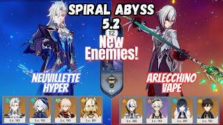 New Abyss! C0 Neuvillette Hyper / C0 Arlecchino Vape Spiral Abyss Floor 12 5.2 Genshin Impact [原神]