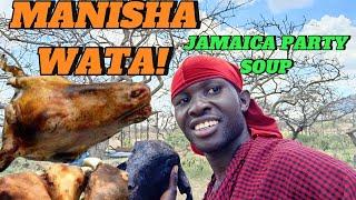 HOW TO MAKE JAMAICAN GOAT HEAD SOUP IN THE VILLAGE AFRICAN WAY || Big suprise from America 