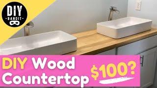 ️ How to DIY Make a Beautiful Custom **Wood Countertop for Your Bathroom Vanity** Step-by-Step!