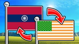 American and Asian Flags Swap Colors