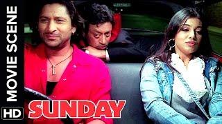 Arshad Warsi and Irrfan Khan give lift to drunk Ayesha Takia | Sunday | Movie Scene | Comedy