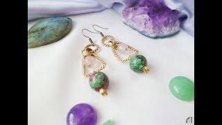 Серьги с цоизитом. Earrings with zoisite, made by Poludnitsa workshop.