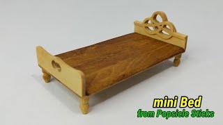 Mini Bed from popsicle, dollhouse furniture