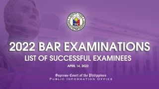 2022 Bar Examinations: List of Successful Examinees