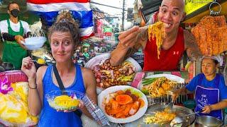 BANGKOK Street Food Tour - WE ATE ALL THIS THAI STREET FOOD ON JUST ONE STREET IN BANGKOK, THAILAND!