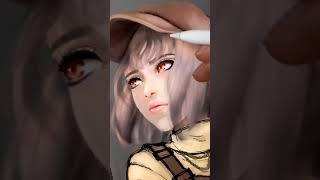 Anime semi realistic painting + photo bashing #semirealism #darkacademia #procreate #animeart