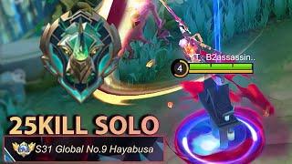 NEW SEASON!! 25KILL GLOBAL HAYABUSA BACK EPIC SOLO RANK -Mobile Legends