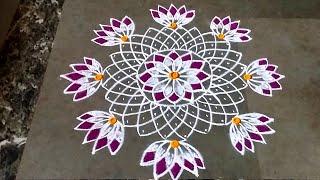 Beautiful Flower kolam for Margazhi Masam| Padi kolam | Easy rangoli muggulu design மார்கழி கோலங்கள்