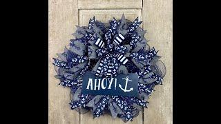 How to make a ruffle & pancake style deco mesh wreath - "Ahoy!" wreath tutorial