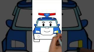 #shorts How to draw a Poli car from the cartoon Robocar Poli and his friends, easy drawings for boys