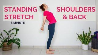 5 min Standing Yoga Stretch For SHOULDERS & BACK | Yoga without mat | Office Yoga Break