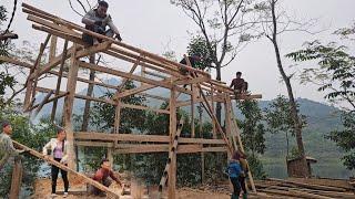 Build a wooden house and install the beams together. Place boulders at the base of the column