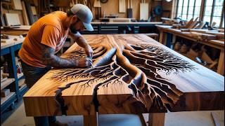 Precision Woodworking Secrets Revealed | Building Table Large Size fr Cracked Wood, Electric and Saw
