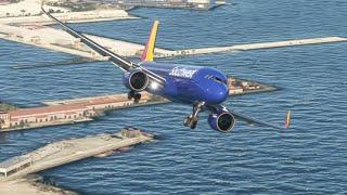 Dangerous Emergency landing at A CORUNA AIRPORT - airbus plane Southwest Airlines