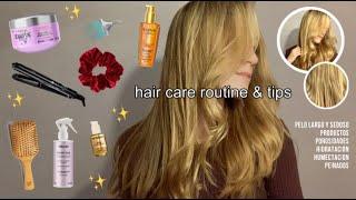 MI RUTINA DEL CABELLO + TIPS todos mis trucos para un pelo sedoso, productos y peinados