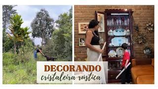 Transformando minha cristaleira: Mudança incrível! #cristaleira #decoraçãorústica