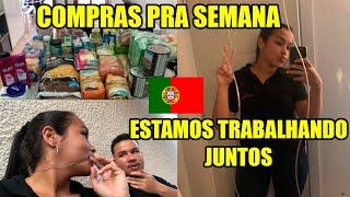 NOSSO PRIMEIRO TRABALHO EM PORTUGAL  + COMPRAS PRA SEMANA | Juuh Vlogs