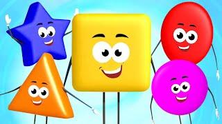 Five Little Shapes Jumping On The Bed, Counting Song and Learning Videos for Kids