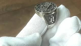 Freemason Ring Master Mason Ring Blue Lodge, Square and Compass Sterling Silver